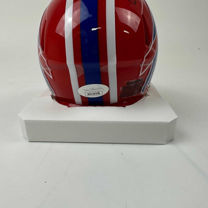 Autographed/Signed O.J. OJ Simpson HOF 85 Buffalo Bills Red Mini Football Helmet JSA COA