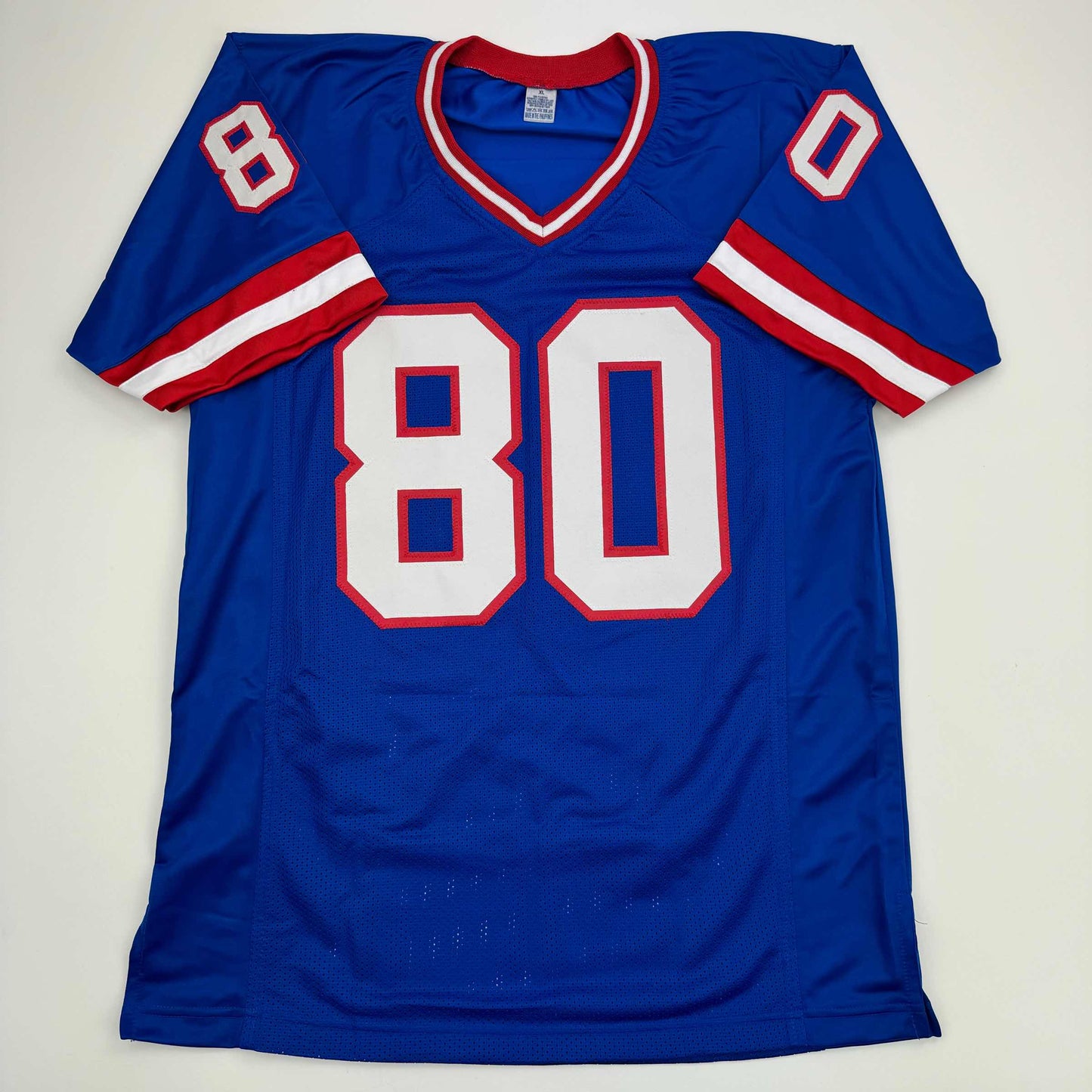 Autographed/Signed Jeremy Shockey New York Blue Football Jersey JSA COA #2