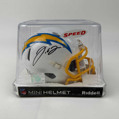 Autographed/Signed J.C. JC Jackson Los Angeles LA Chargers Football Mini Helmet JSA COA
