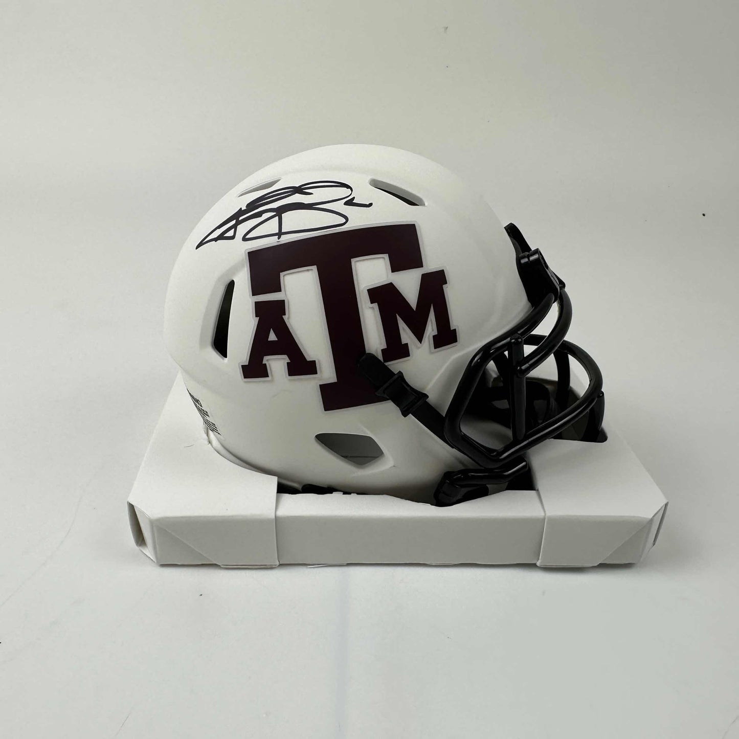Autographed/Signed Johnny Manziel Texas A&M Aggies White College Football Mini Helmet Schwartz Sports COA