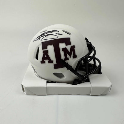 Autographed/Signed Johnny Manziel Texas A&M Aggies White College Football Mini Helmet Schwartz Sports COA
