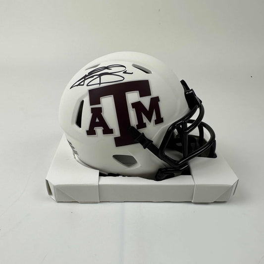 Autographed/Signed Johnny Manziel Texas A&M Aggies White College Football Mini Helmet Schwartz Sports COA