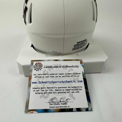 Autographed/Signed Johnny Manziel Texas A&M Aggies White College Football Mini Helmet Schwartz Sports COA