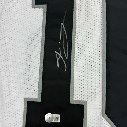 Autographed/Signed Jakobi Meyers Las Vegas Oakland White Football Jersey Beckett BAS COA