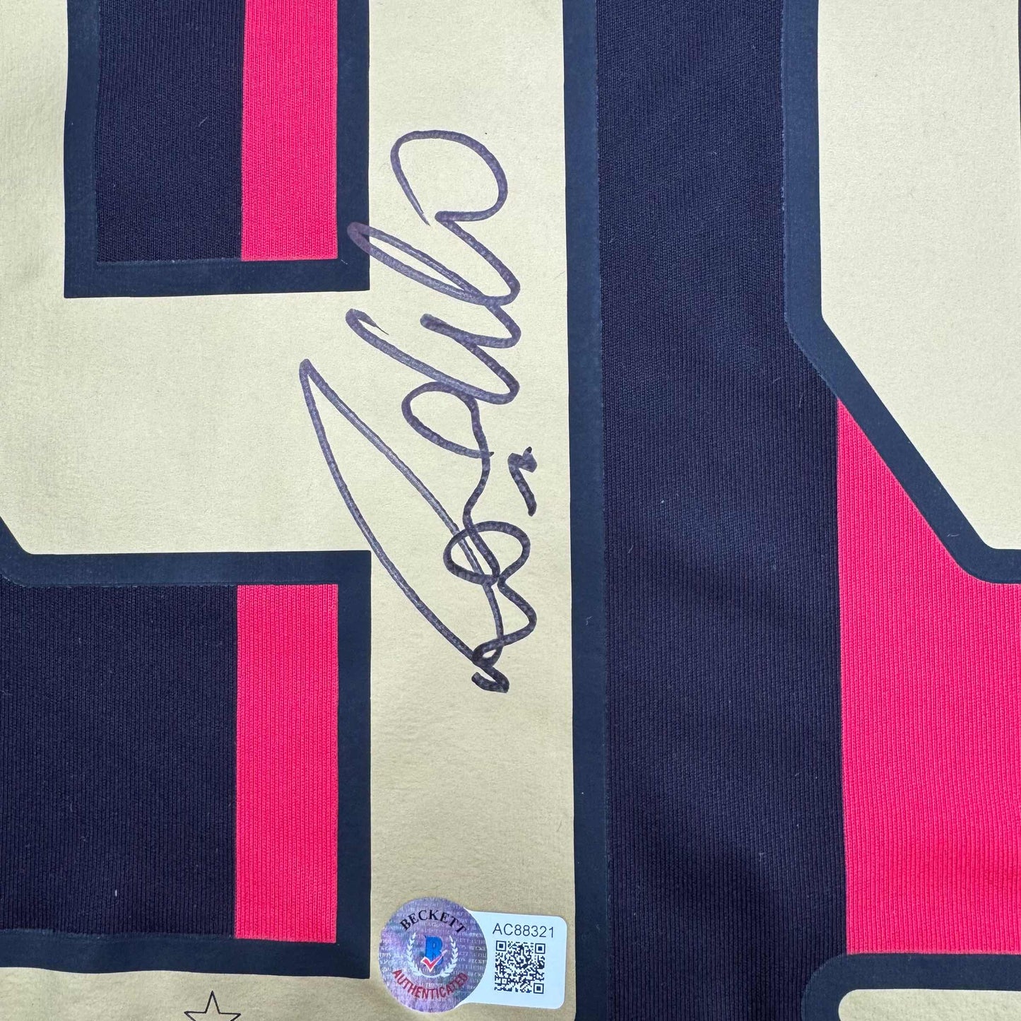 Framed Autographed/Signed Ricardo Ronaldo Nazario 35x39 AC Milan Black/Red Soccer Futbol Jersey Beckett BAS COA