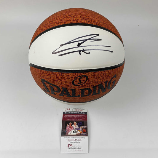 Autographed/Signed Tyler Herro Miami Heat Spalding Full Size F/S White Panel Basketball JSA COA