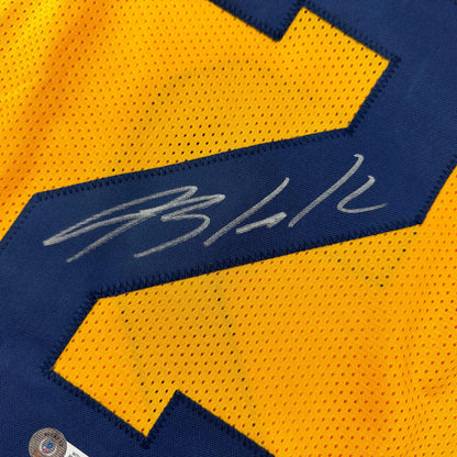 Autographed/Signed Blake Corum Michigan Yellow College Football Jersey Beckett BAS COA