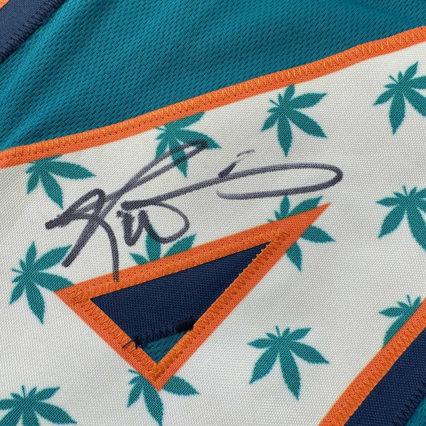 Autographed/Signed Ricky Williams Miami Teal Pot Leaf Football Jersey JSA COA