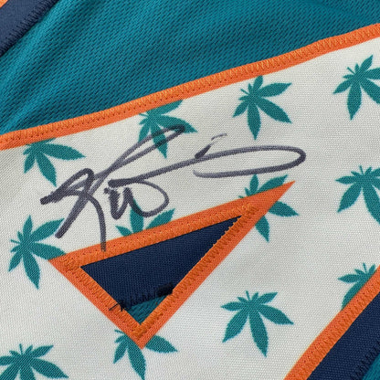 Autographed/Signed Ricky Williams Miami Teal Pot Leaf Football Jersey JSA COA