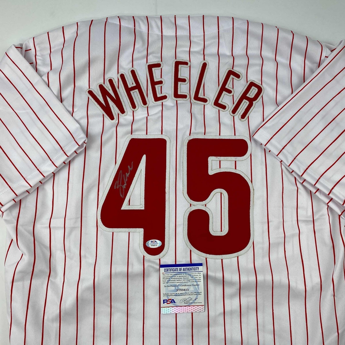 Autographed/Signed Zack Wheeler Philadelphia Pinstripe Baseball Jersey PSA/DNA COA