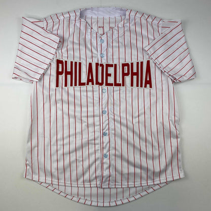 Autographed/Signed Zack Wheeler Philadelphia Pinstripe Baseball Jersey PSA/DNA COA