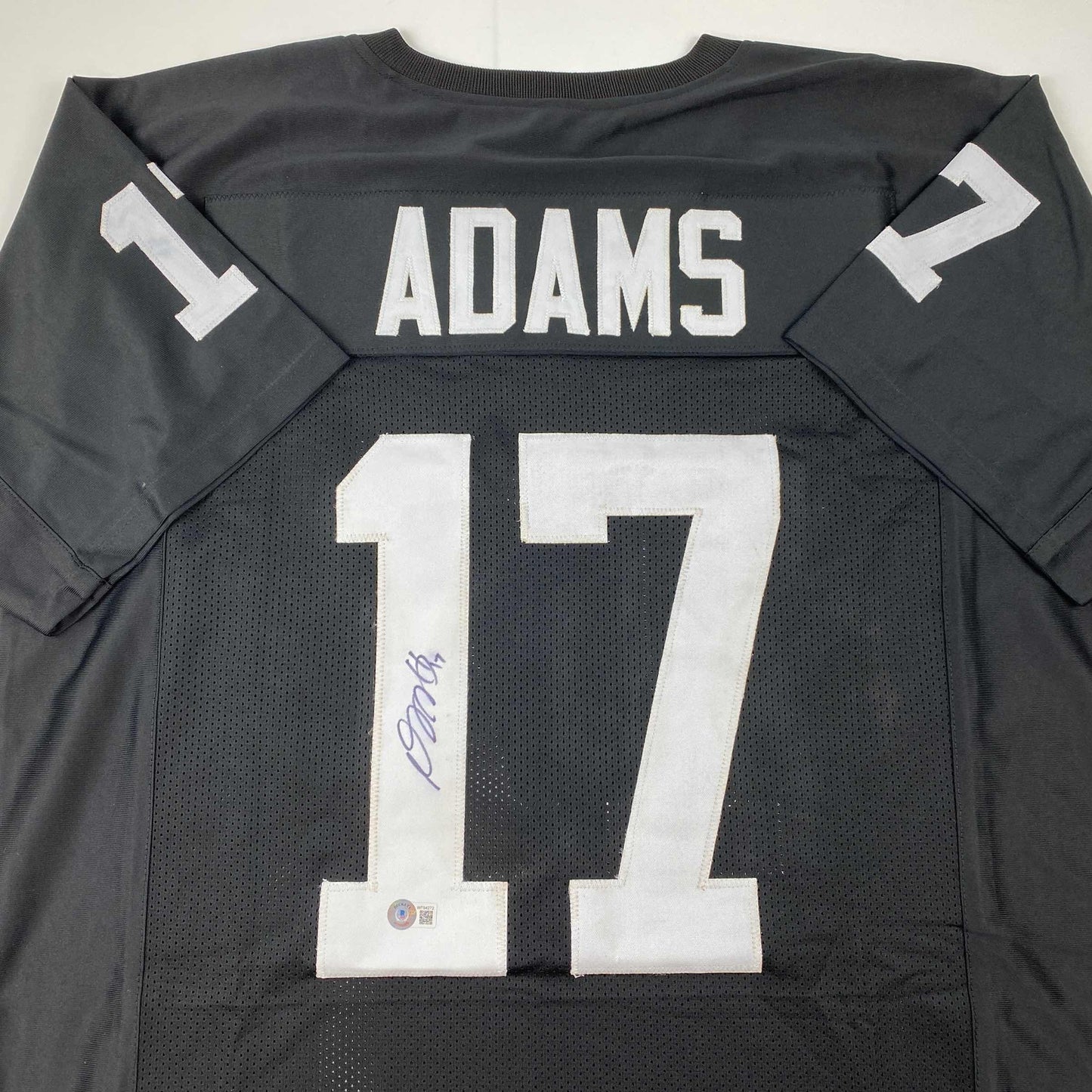 Autographed/Signed Davante Adams Las Vegas Oakland Black Football Jersey Beckett BAS COA