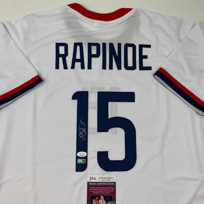 Autographed/Signed Megan Rapinoe White Soccer Team USA United States World Cup Jersey JSA COA