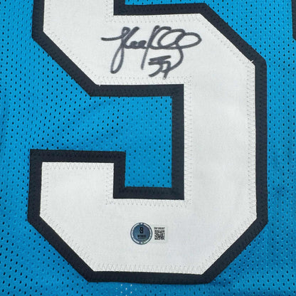 Autographed/Signed Luke Kuechly Carolina Blue Football Jersey Beckett BAS COA