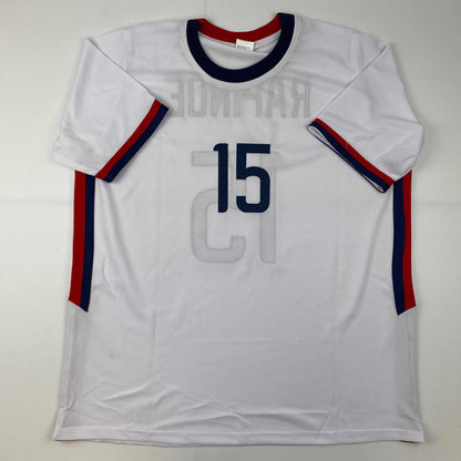 Autographed/Signed Megan Rapinoe White Soccer Team USA United States World Cup Jersey JSA COA