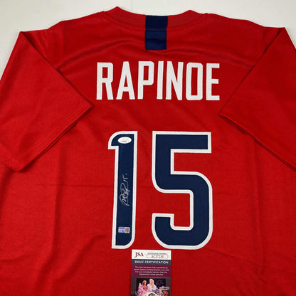 Autographed/Signed Megan Rapinoe Red Soccer Team USA United States World Cup Jersey JSA COA