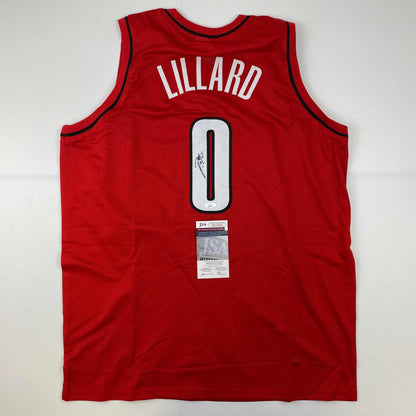 Autographed/Signed Damian Lillard Portland Red Basketball Jersey JSA COA