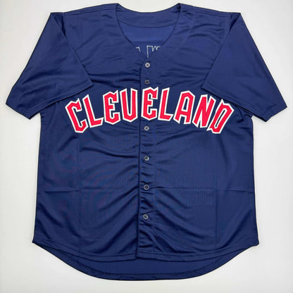 Autographed/Signed Steven Kwan Cleveland Blue Baseball Jersey JSA COA