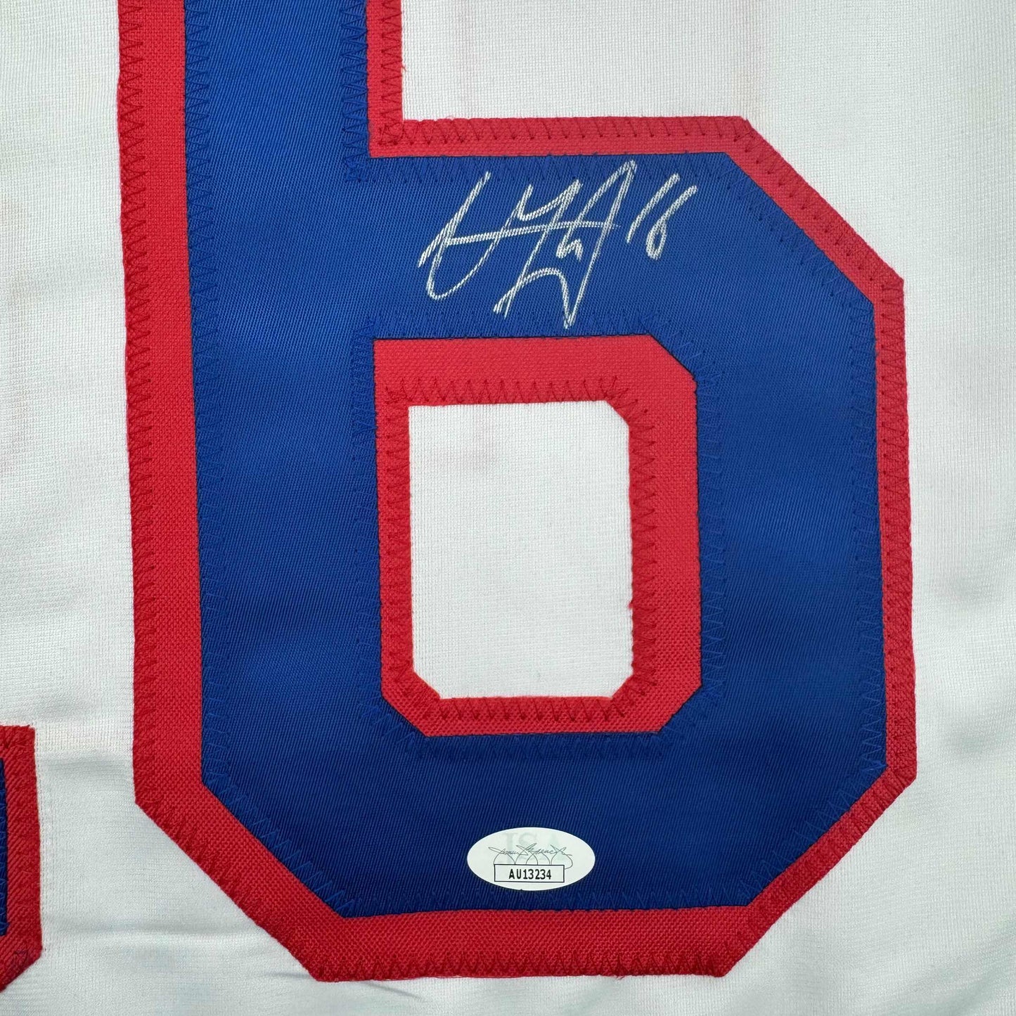 Framed Autographed/Signed Vincent Trocheck 35x39 New York White Hockey Jersey JSA COA