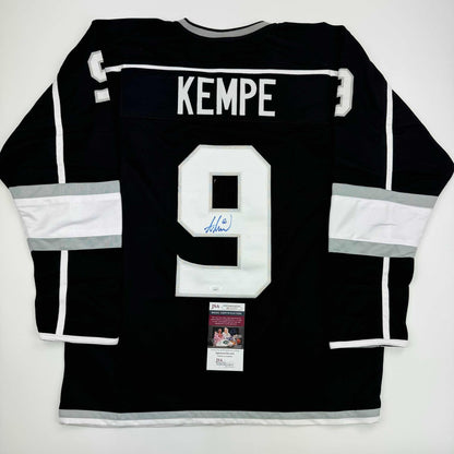 Autographed/Signed Adrian Kempe Los Angeles LA Black Hockey Jersey JSA COA