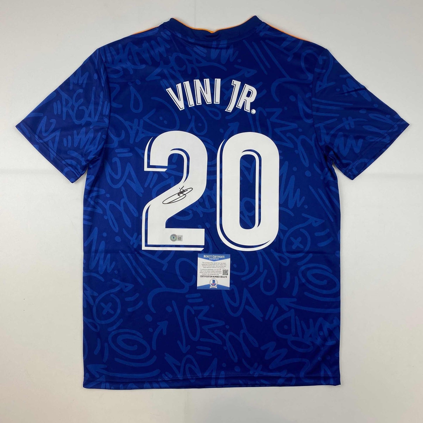 Autographed/Signed Vini Vinicius Jr. Real Madrid Blue Soccer Jersey Beckett BAS COA