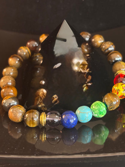 Tiger Eye Chakra Healing Bracelet – Strength, Protection & Balanced Energy (8mm)