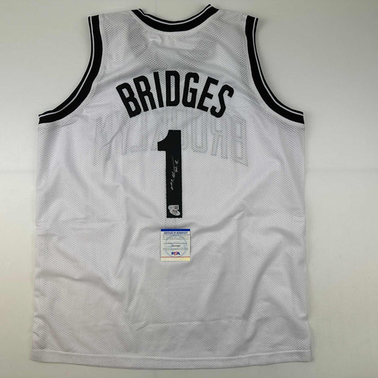 Autographed/Signed Mikal Bridges Brooklyn White Basketball Jersey Beckett BAS COA