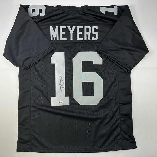 Autographed/Signed Jakobi Meyers Las Vegas Oakland Black Football Jersey Beckett BAS COA
