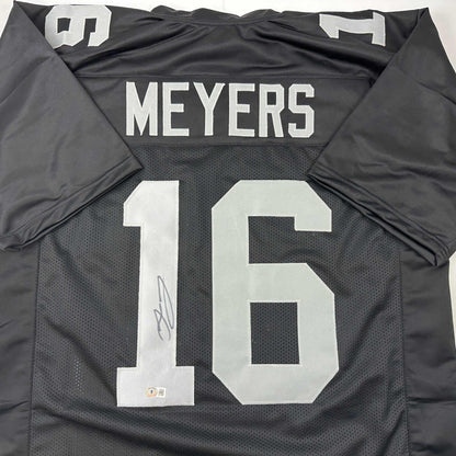 Autographed/Signed Jakobi Meyers Las Vegas Oakland Black Football Jersey Beckett BAS COA