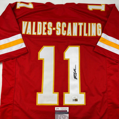 Autographed/Signed Marquez Valdes-Scantling Kansas City Red Football Jersey JSA COA