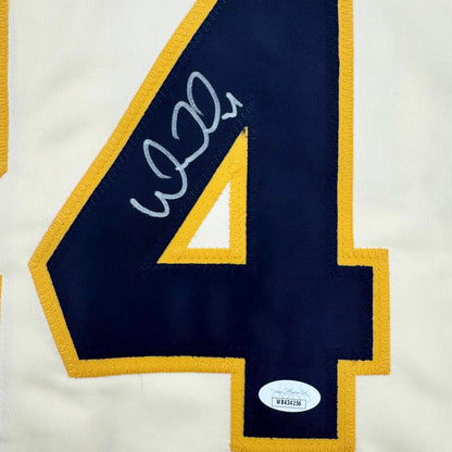 Framed Autographed/Signed William Contreras 35x39 Milwaukee Cream Baseball Jersey JSA COA