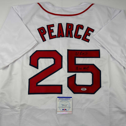 Autographed/Signed Steve Pearce 18 WS MVP Boston White Baseball Jersey PSA/DNA COA