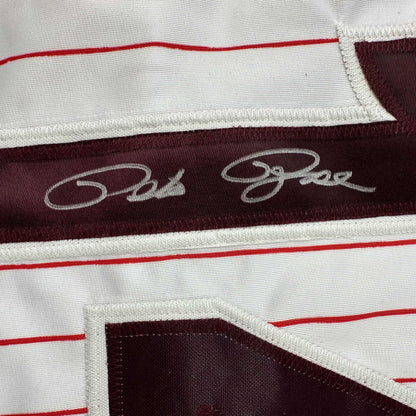 Autographed/Signed Pete Rose Philadelphia Pinstripe Baseball Jersey JSA COA