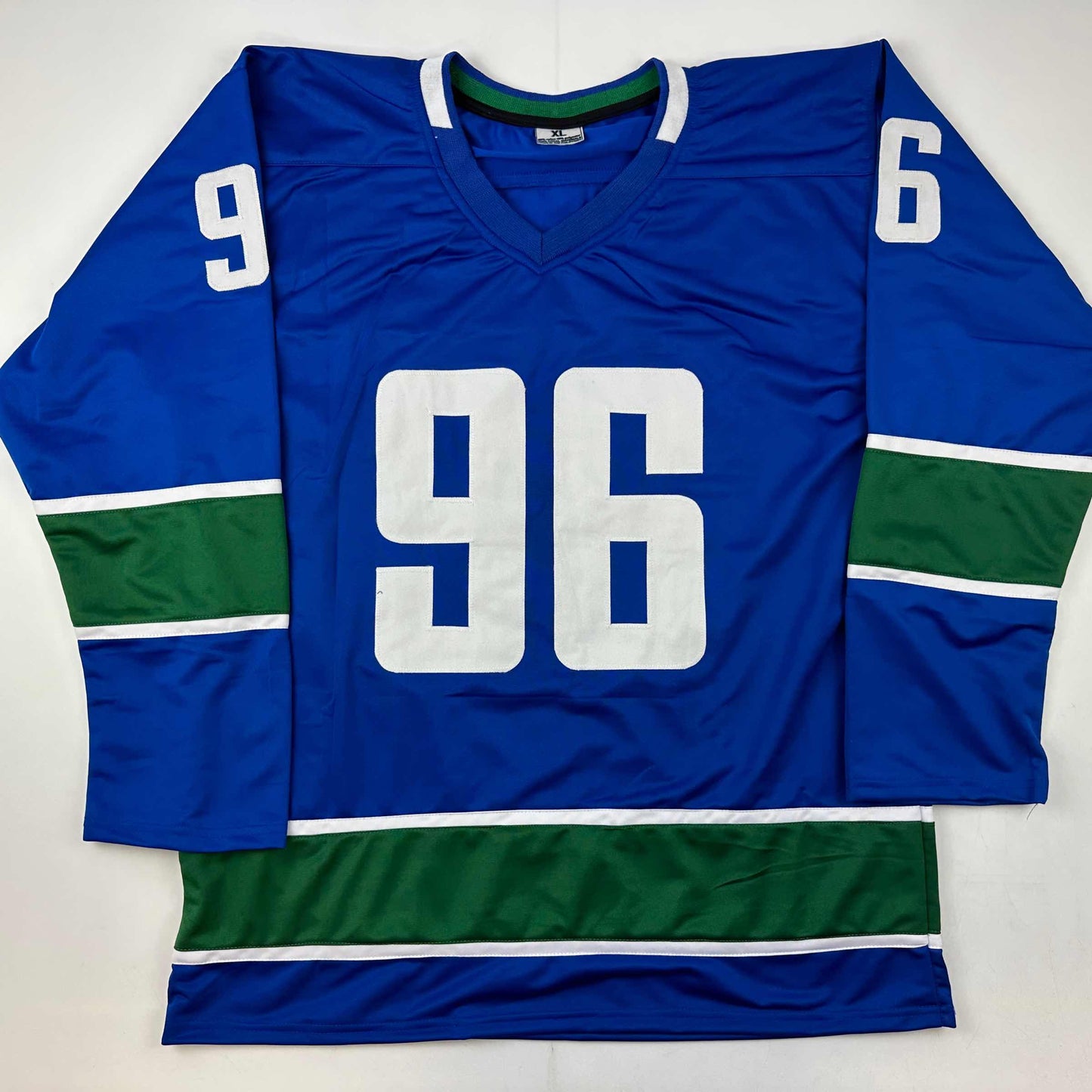 Autographed/Signed Andrei Kuzmenko Vancouver Blue Hockey Jersey PSA/DNA COA