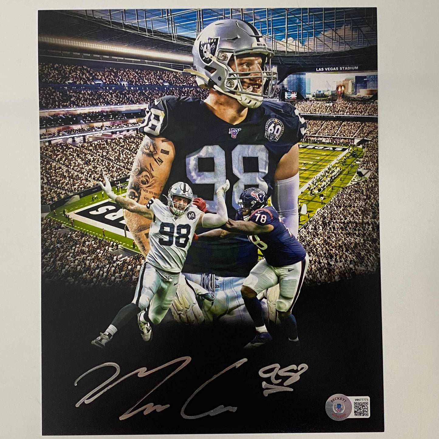 Autographed/Signed Maxx Crosby Las Vegas Oakland Raiders 8x10 Football Photo Beckett BAS COA