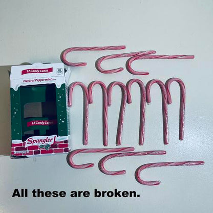 96 Individually Wrapped CandyRific Spangler Peppermint Candy Canes, MOST BROKEN!