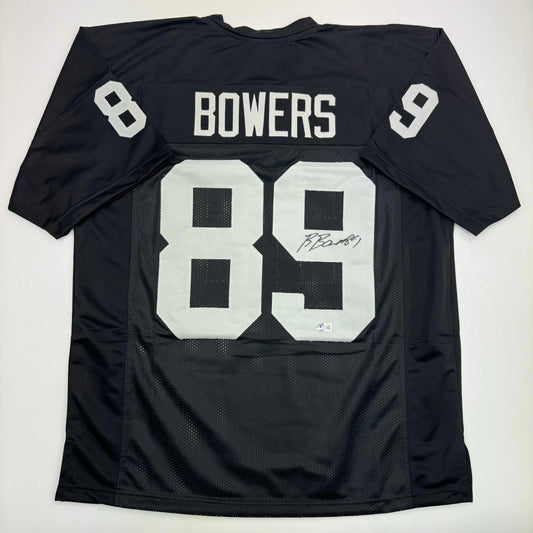 Autographed/Signed Brock Bowers Las Vegas Oakland Black Football Jersey Beckett BAS COA