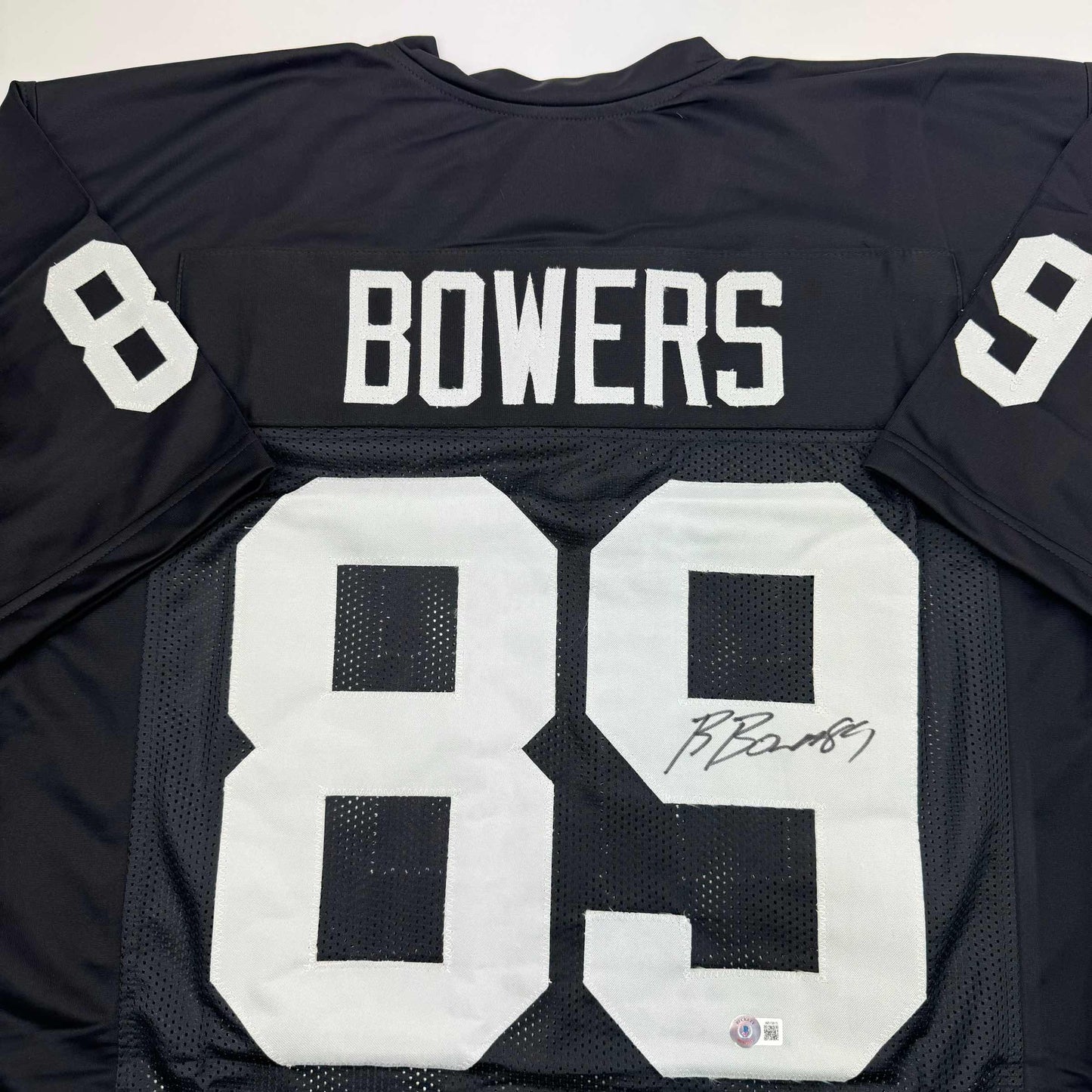 Autographed/Signed Brock Bowers Las Vegas Oakland Black Football Jersey Beckett BAS COA