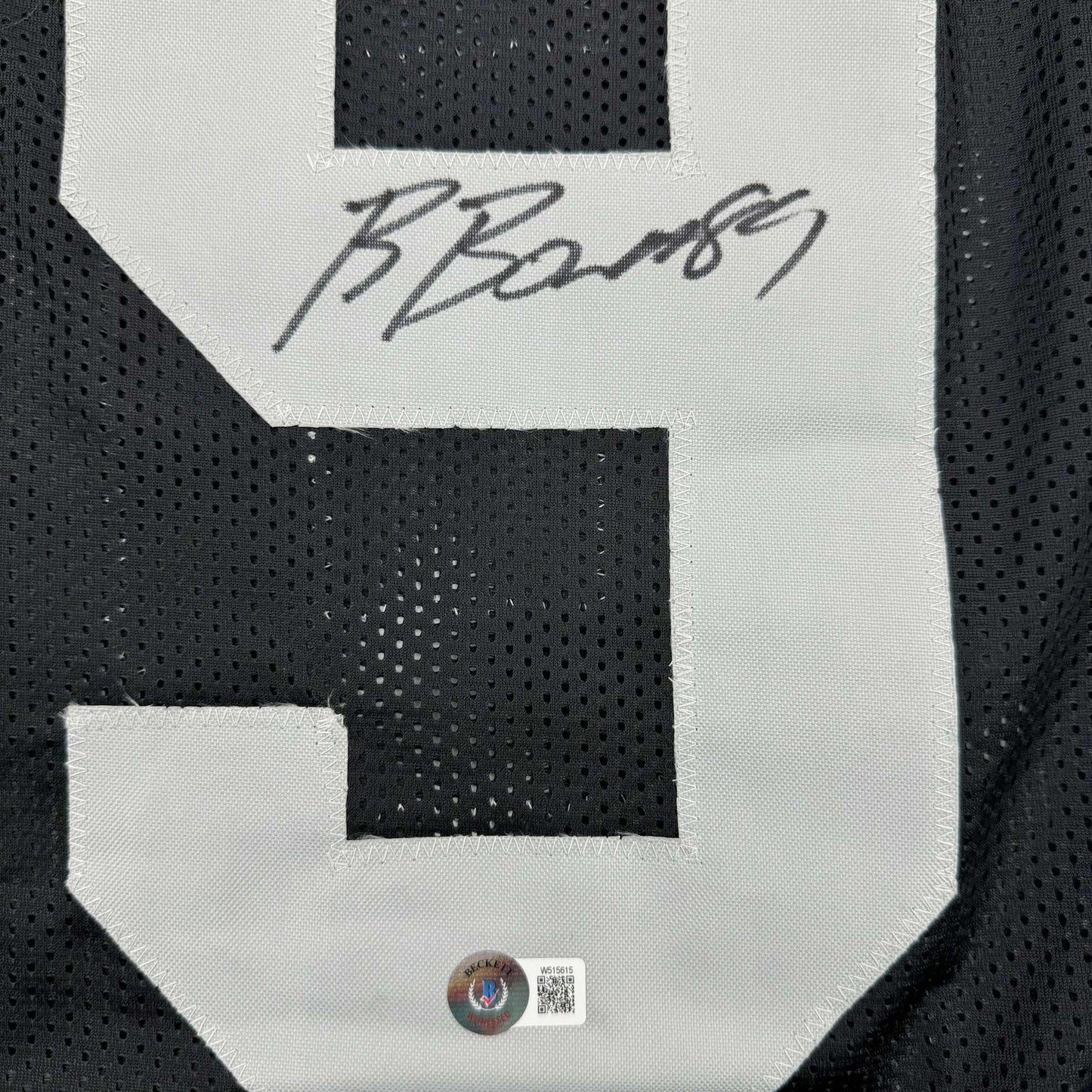 Autographed/Signed Brock Bowers Las Vegas Oakland Black Football Jersey Beckett BAS COA