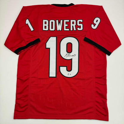Autographed/Signed Brock Bowers Georgia Red College Football Jersey Beckett BAS COA