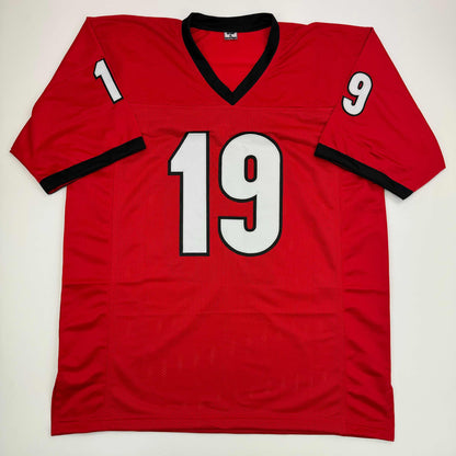 Autographed/Signed Brock Bowers Georgia Red College Football Jersey Beckett BAS COA