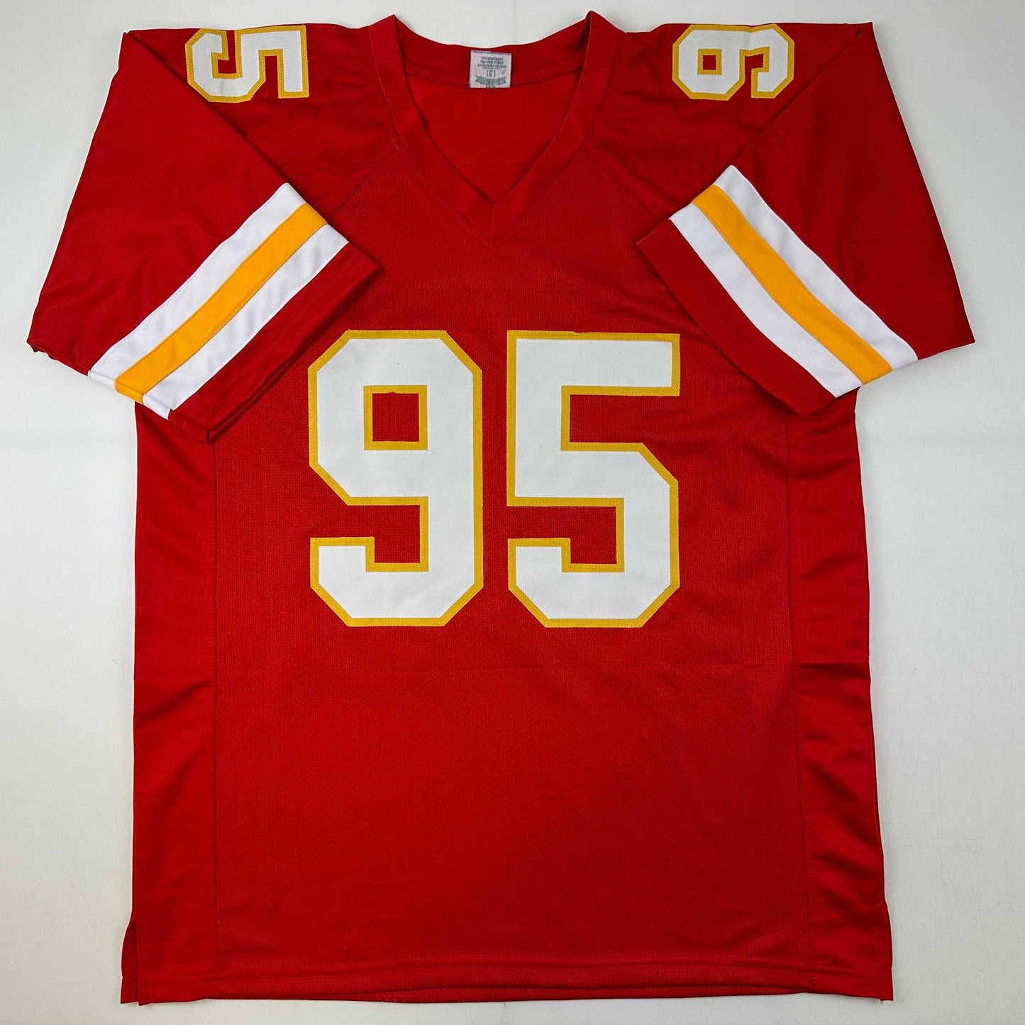 Autographed/Signed Chris Jones Kansas City Red Football Jersey JSA COA