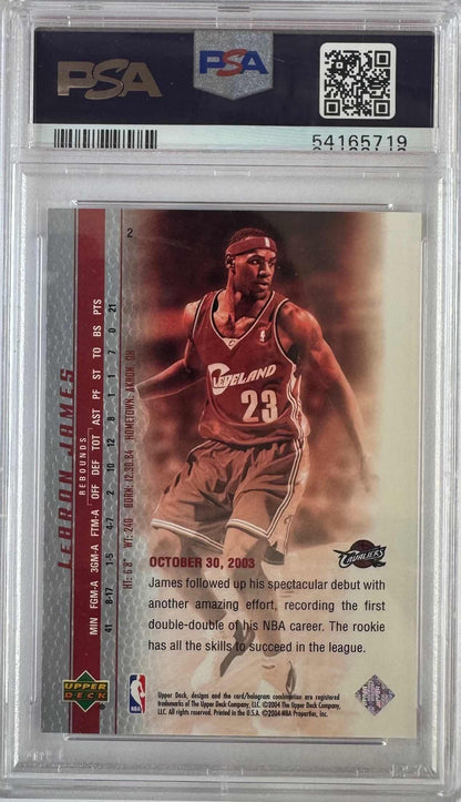 Graded 2003-04 Upper Deck UD LeBron James #2 Phenomenal Beginning Rookie RC Basketball Card PSA 10 Gem Mint