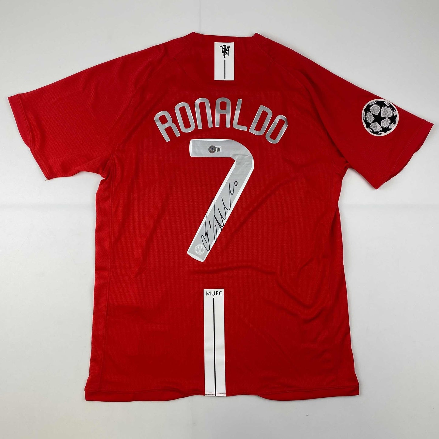 Autographed/Signed Cristiano Ronaldo Manchester United Red 2008 Champions League Final Soccer Jersey Beckett BAS COA/LOA