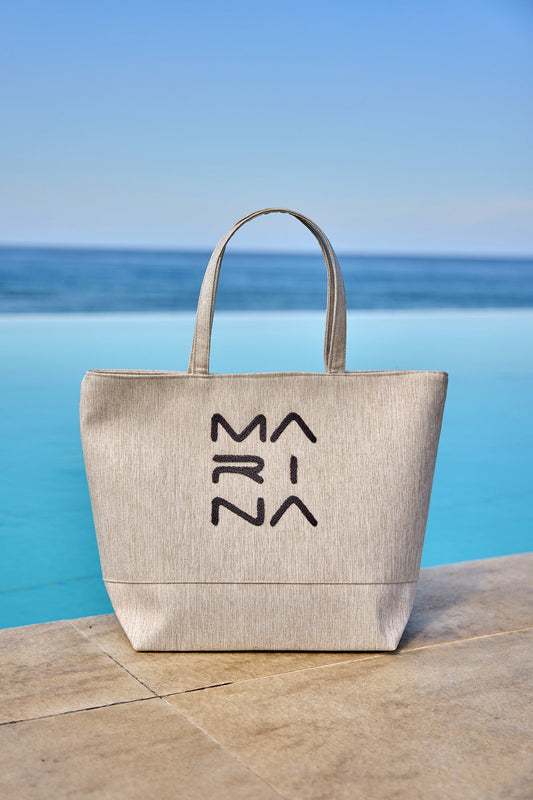 Cream Beach Bag with Zipper CA2501-3