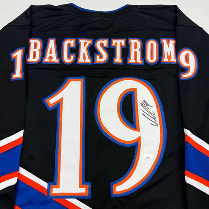 Autographed/Signed Nicklas Backstrom Washington Black Retro Hockey Jersey JSA COA