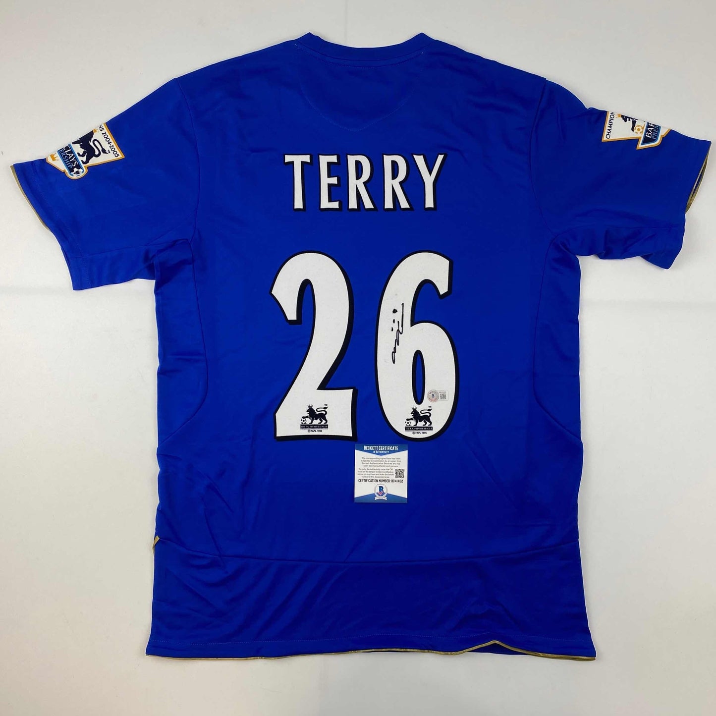 Autographed/Signed John Terry Chelsea FC Blue Soccer Futbol Jersey Beckett BAS COA