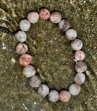 Pink Zebra Jasper Beaded Bracelet – Natural Stone for Calm, Confidence, and Happiness
