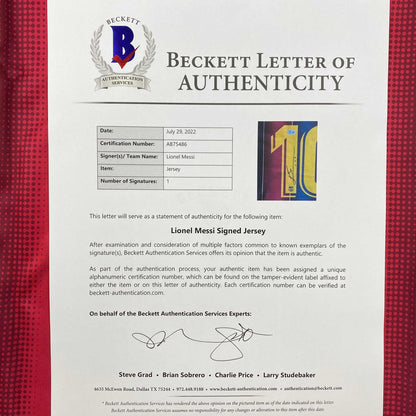 Autographed/Signed Lionel Leo Messi FC Barcelona Blue Soccer Jersey Beckett BAS COA/LOA