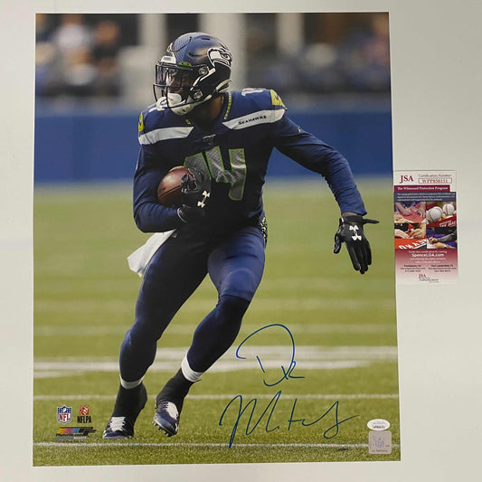 Autographed/Signed DK D.K. Metcalf Seattle Seahawks 16x20 Football Photo JSA COA #3